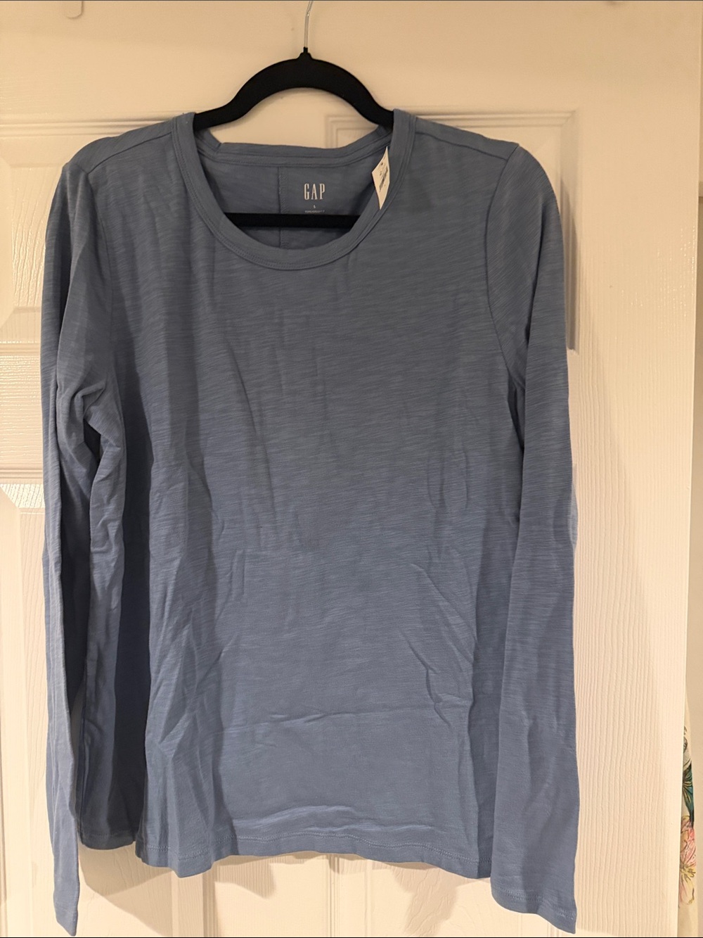 GAP New Women’s Long-Sleeve Crewneck Tee in Sky Blue LG
